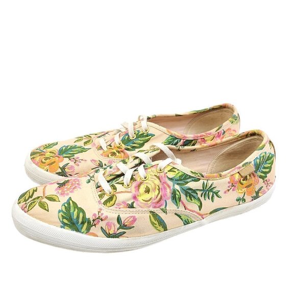 KEDS x RIFLE PAPER CO Champion Lively Floral Lace Up Sneakers WF58359 Women's 10 - Picture 1 of 8